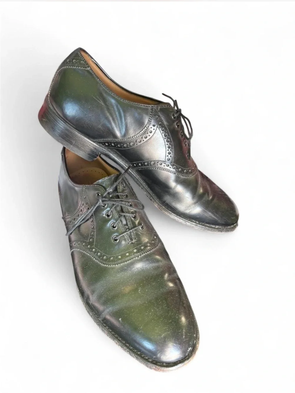 Johnston & Murphy Limited Leather glossy black lace up round toe men's shoe 10.5